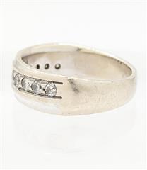 14K 8.6g Solid White Gold Mens Diamond Classic Tradition Wedding Band Size-10.5